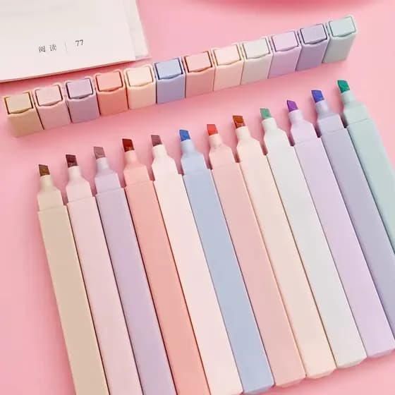 Kit 6 Cores PASTEL Protetor Olhos Marca texto Caneta Iluminador Quadrada Barato