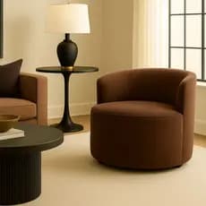Poltrona Cadeira Orgânica Sofie Luxo Sala Recepção Escritório Salão Moderno Tecido Suede Marrom