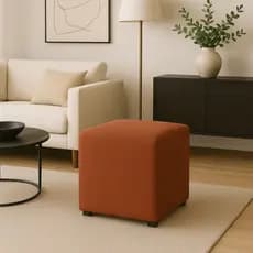 Puff Banco Banqueta Quadrado Kim 40cm Para Provador Sala Closet Penteadeira Tecido Suede Terracota