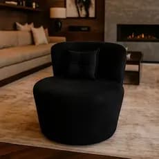Poltrona Orgânica Sofie Curva com Almofada Moderna Sofisticada Escritório Sala Tecido Suede Preto