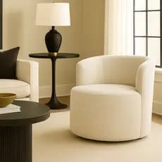 Poltrona Orgânica Sofie Confort Luxo Curvo Sala Recepção Escritório Moderno Tecido Boucle Off White