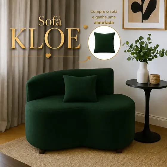 Sofá Orgânico Cartys Compacto Confort Premium Para Sala Estar Studio Recepção Moderna Suede Verde
