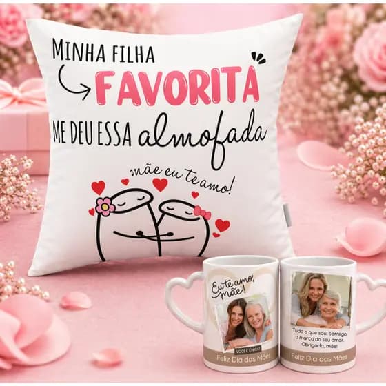 ALMOFADA DIA DAS MÃES + CANECA OU AZULEJO | PERSONALIZADO.