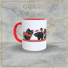 caneca personalizada - vermelho de 325ml- estampa de gato natalino