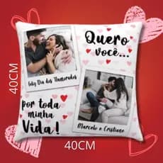 Almofada Personalizada Casal com Foto e Frase 40x40 ❤️