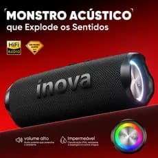 Inova Potente Caixa de Som Bluetooth RGB Portátil Cartão SD / TF Graves Alta Fidelidade HIFI Duplo Alto-falante