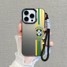 Capinha + cordão para iPhone 11 12 13 14 15 16 17 Pro Max Plus Samsung S25 S24 S23 A15 A36 Cores do Brasil