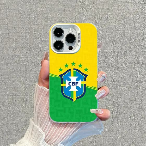 Capa futebol brasileiro Para iPhone 11 12 13 14 15 16 17 Pro Max Plus Capinha Samsung S25 S24 S23