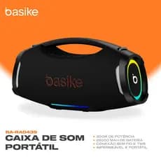 Caixa de Som Bluetooth Basike 300W Boombox 26000mAh IPX6 À Prova D'água RGB TWS Som Grave Forte