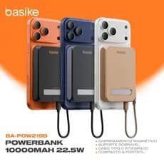 Basike Power Bank Magnético 10000mAh 22.5W Carregamento Rápido Sem Fio para iPhone Android