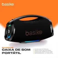 Caixa de Som Bluetooth Basike Boombox 200W 18000mAh IPX6 à prova d'água RGB TWS Graves Potentes