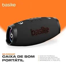 Caixa de Som Portátil Basike 120W Graves Potentes Bluetooth 10000mAh IPX6 À Prova D'água Luz RGB TWS