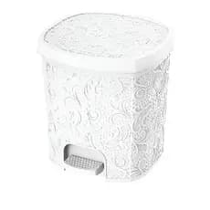 Lixeira De Pedal 8 Litros Renda Floral Branca Uninjet