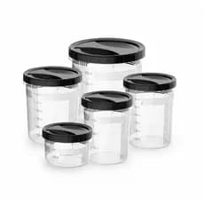 Kit com 5 Potes Com Tampa Redonda Preta - Uninjet