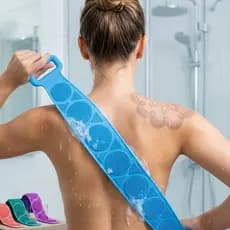 Escova de banho esfregar costas e corpo de silicone esticável macia