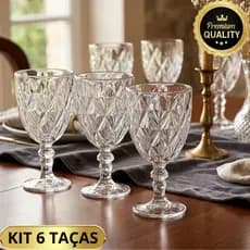 Jogo 6 Taças 330ml Copo Diamante Copo Vidro Transparente Diamond