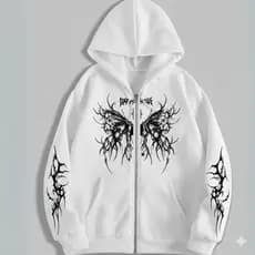 Moletom Ziper Tribal DARK  Borboleta e Mangas Estilizadas Moda Alternativa
