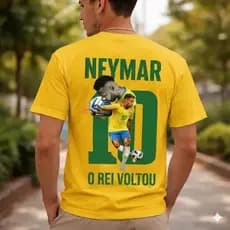 Camiseta Estampa Brasil Neymar O Rei Voltou Camisa Algodão Premium Moda copa do Mundo