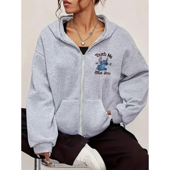 Moletom unissex de ziper com capuz e bolso ideal para Outono-Inverno