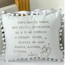 Almofada Decorativa Bordado Santo Anjo da Guarda Fendi - Decoração Quarto Bebê - Porta Maternidade - Almofada Infantil