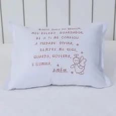 Almofada Decorativa Infantil Santo Anjo - Bordado Cor Rosê - Quarto Bebê - Oração Anjo da Guarda - Almofada Bordada