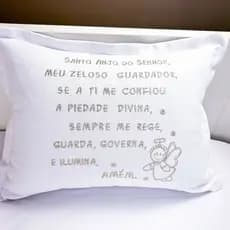 Almofada Decorativa Infantil Santo Anjo - Bordado Cor Fendi - Quarto Bebê - Oração Anjo da Guarda - Almofada Bordada