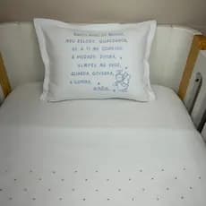 Almofada Decorativa Infantil Santo Anjo - Bordado Cor Azul - Quarto Bebê - Oração Anjo da Guarda - Almofada Bordada