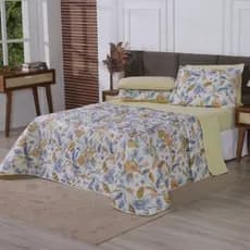 Cobre Leito Queen Dupla Face Floral 180 Fios Toque Macio e Alta Qualidade
