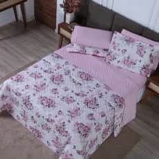 Cobre Leito Estampado Solteiro | Dupla Face | 100% Algodão Percal 180 Fios