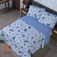 Cobre Leito Casal 3 Peças Dupla Face Estampado 100% Algodão Premium