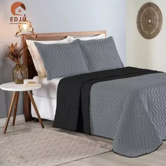 Cobre Leito Casal Microfibra Matelado Dupla Face 3 Peças Conforto e Beleza