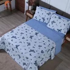 Cobre Leito King Casal Grande Dupla Face Floral 180 Fios Percal