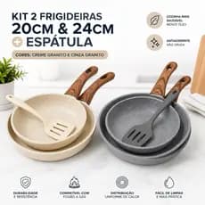 Jogo 2 Frigideiras Antiaderente Inducao Cerâmica  + Espátula Silicone Qualidade Superior