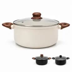 Panela Caçarola 24cm Antiaderente Indução Cerâmica Granito Tampa Vidro 4,5L