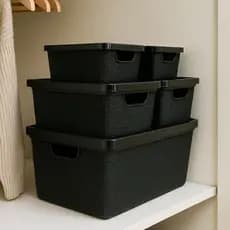 Kit 5 Caixas Organizadoras Com Tampa Arqplast Cesto Multiuso Armário Lavanderia 2L 6L 16L