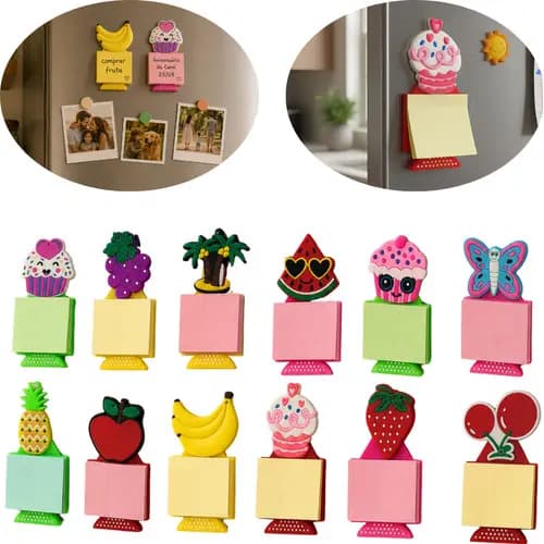 Ímãs De Geladeira Com Bloco De Anotações 40 Folhas Cada Diversos Modelos Coloridos Para Lembretes