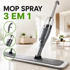 Mop Spray 3 em 1 Rodo Cabo Inox Com Dispenser Reservatorio Vassoura Magica Limpeza Esfregao Resistente