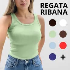 Blusa Regata Feminina Ribana Basica Casual Ideal para o Dia a Dia