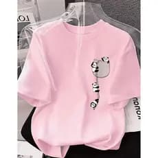 CCamiseta Camisa Feminina Pandinha Fofo Animal Minimalista Estilosa T Shirt 100% Algodão Manga Curta
