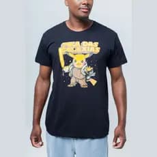 Camisa Camiseta Anime Masculina Pikachu PokemN Geek Estilosa Desenho Pika das galaxias