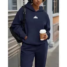 Conjunto Kit Moletom e Calça Feminino Estiloso Moderno Conforto Inverno Felpado Blusa de Frio