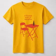 Camisa Blusa Camiseta Unissex A Felicidade Mora no Simples Brasil Bar Algodão Manga Curta