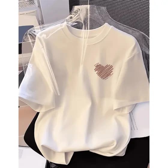 Camiseta T Shirt BLusinha Feminina Coração moderno Tendencia Verão Estilosa Blogueira Camisa Algodão Qualidade