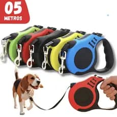 Coleira Guia Retrátil 3/5 Metros Pets Cães e Gatos Resistente Trava Aço Segurança Cachorro Dogs 12kg