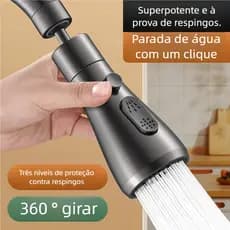 Dispositivo de Extensão Multiuso para Torneira - Borbulhador Rotativo e À Prova de Respingos