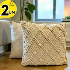 1/2 Capas Almofadas Decorativas Cru Boho Trançadas Geométricas Para Sala Sofá Moderna e Aconchegante