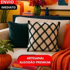 Capa para almofada feita algodão macio linho premium artesanal, rustico para decorar casa e fazenda.