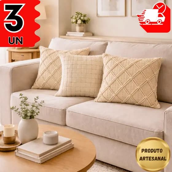 Capas  Decorativas 1/2/3 Artesanal Algodão  Luxo Alta Qualidade  Para Sala Quarto e Sofá Confortável