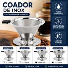 Coador Permanente para Café em Aço Inox Reutilizável – Filtro de Malha Fina sem Papel