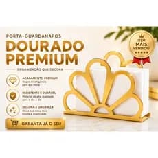Porta Guardanapo Dourado Premium Luxo | Decoração Elegante para Mesa Posta | Resistente e Sofisticado